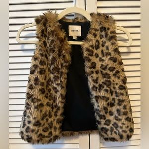 Cherokee Faux Fur Vest - Animal Print - Girls XS